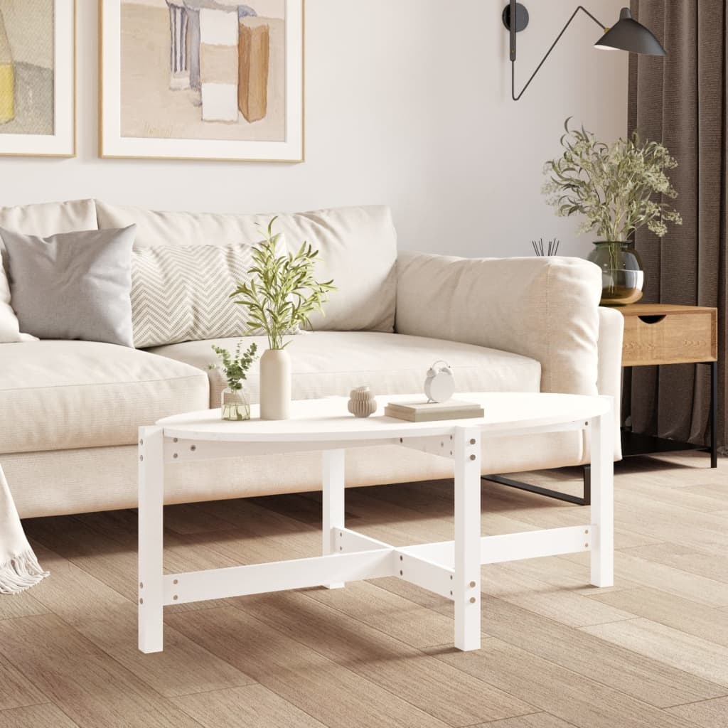 VidaXL Salontafel 118x63x45 cm massief grenenhout wit