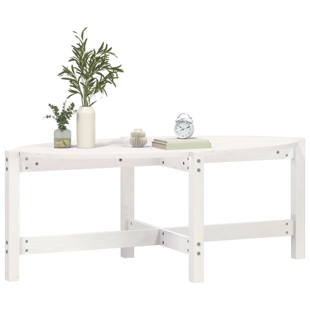 VidaXL Salontafel 118x63x45 cm massief grenenhout wit