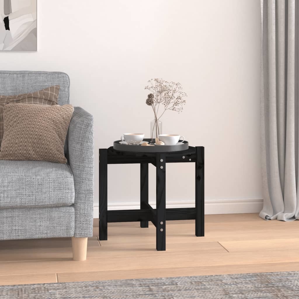 VidaXL Salontafel Ø 52,5x45 cm massief grenenhout zwart
