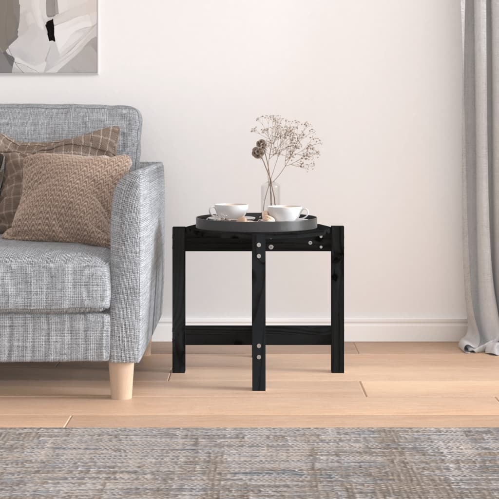 VidaXL Salontafel Ø 52,5x45 cm massief grenenhout zwart