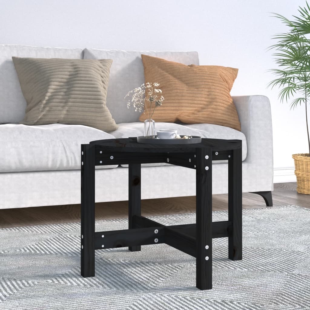 VidaXL Salontafel Ø 62,5x45 cm massief grenenhout zwart