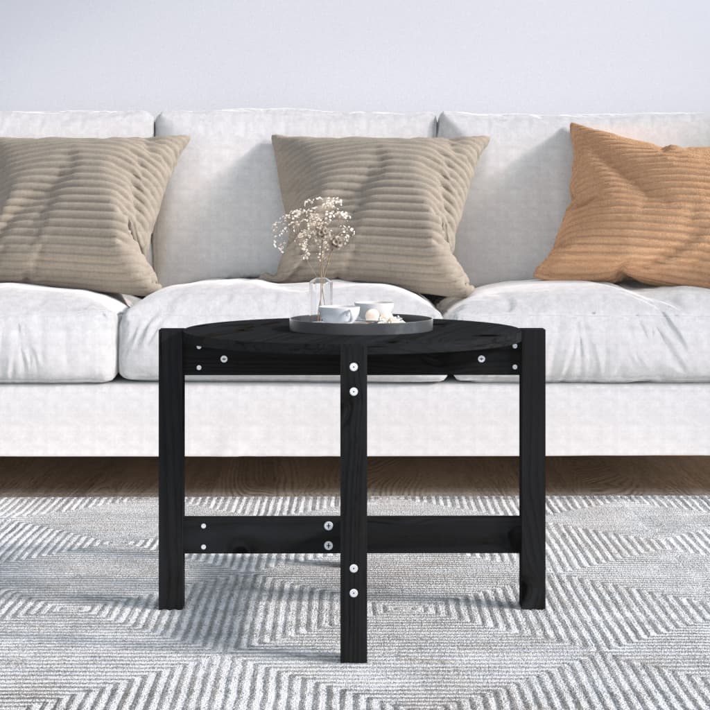 VidaXL Salontafel Ø 62,5x45 cm massief grenenhout zwart