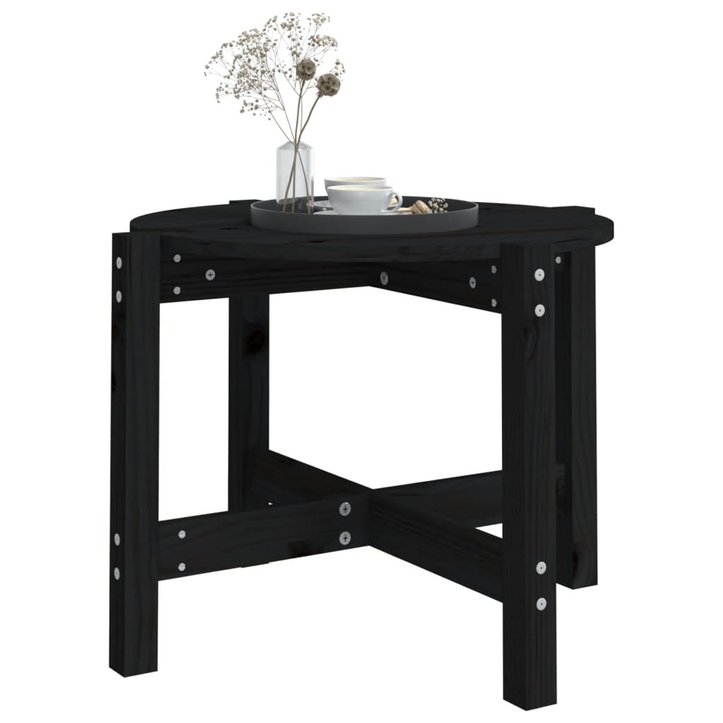 VidaXL Salontafel Ø 62,5x45 cm massief grenenhout zwart