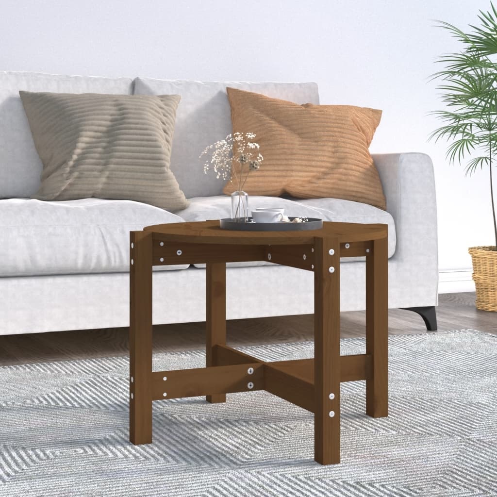 VidaXL Salontafel Ø 62,5x45 cm massief grenenhout honingbruin