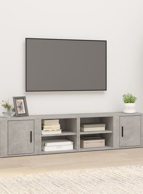 VidaXL Tv-meubels 2 st 80x31,5x36 cm bewerkt hout betongrijs