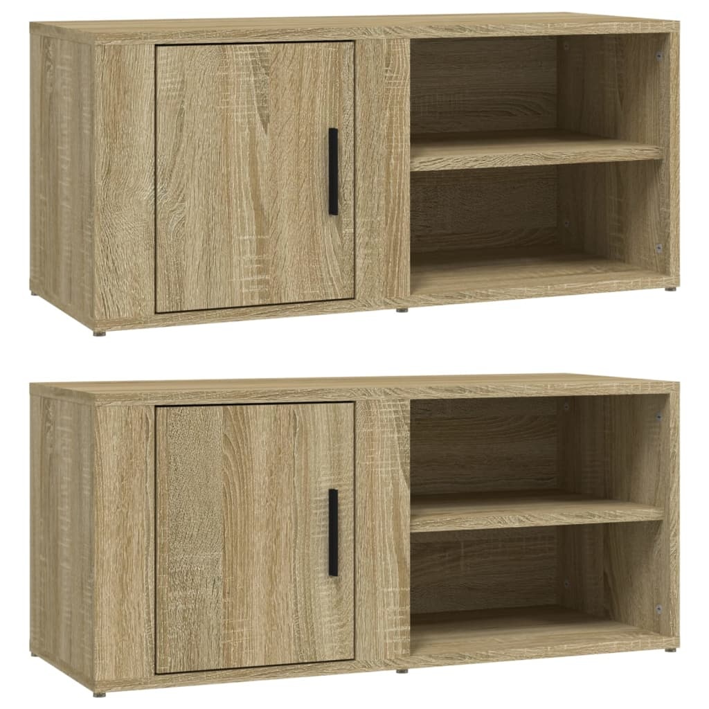 VidaXL Tv-meubels 2 st 80x31,5x36 cm bewerkt hout sonoma eikenkleurig