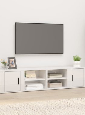 VidaXL Tv-meubels 2 st 80x31,5x36 cm bewerkt hout hoogglans wit