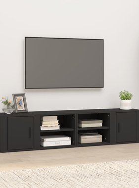 VidaXL Tv-meubels 2 st 80x31,5x36 cm bewerkt hout zwart