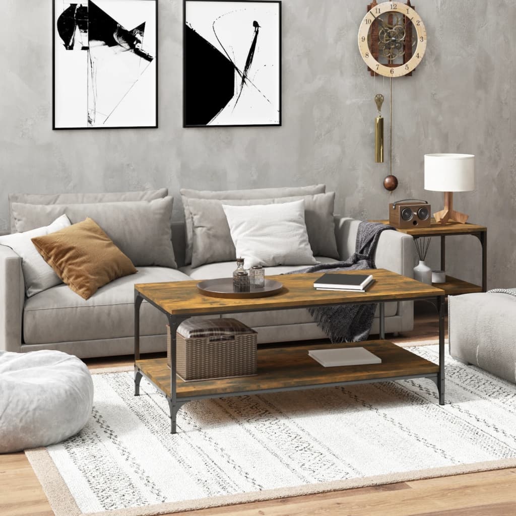 VidaXL Salontafel 80x50x40 cm bewerkt hout gerookt eikenkleurig