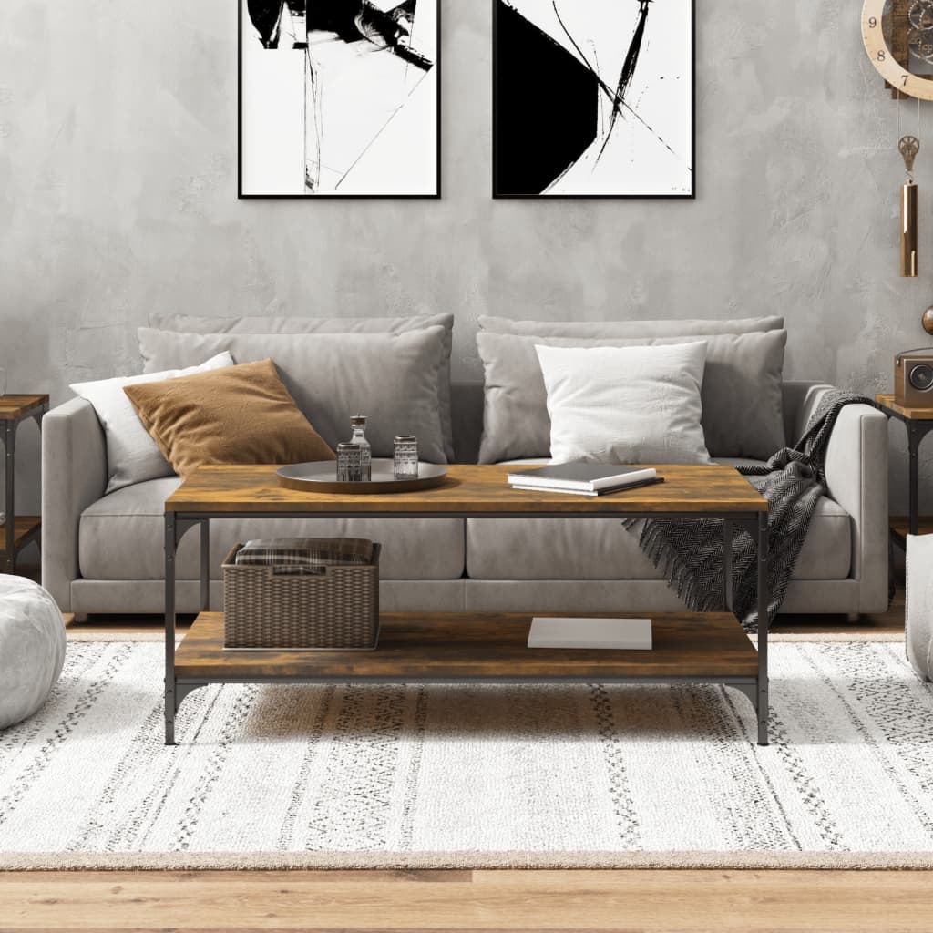 VidaXL Salontafel 80x50x40 cm bewerkt hout gerookt eikenkleurig