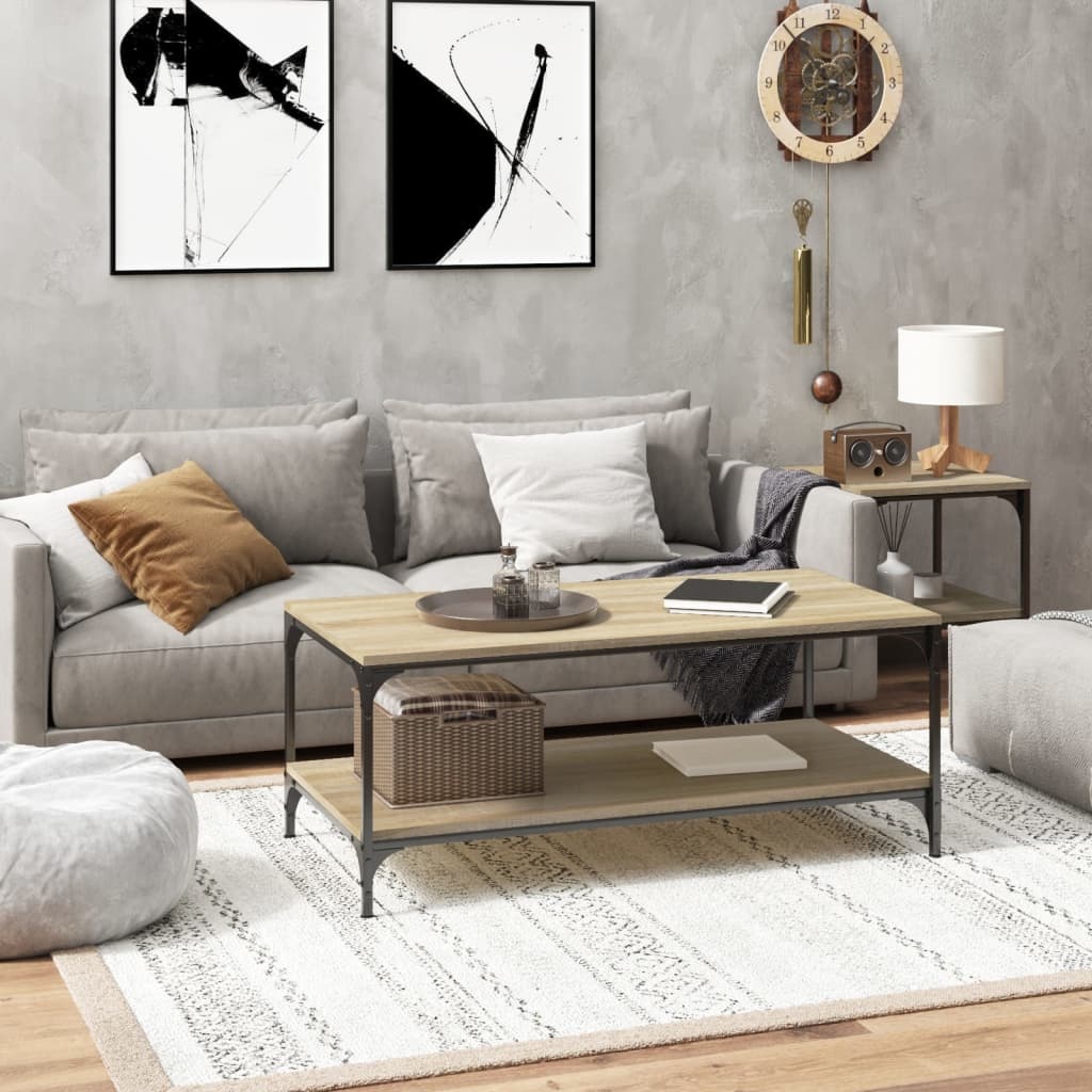 VidaXL Salontafel 80x50x40 cm bewerkt hout sonoma eikenkleurig