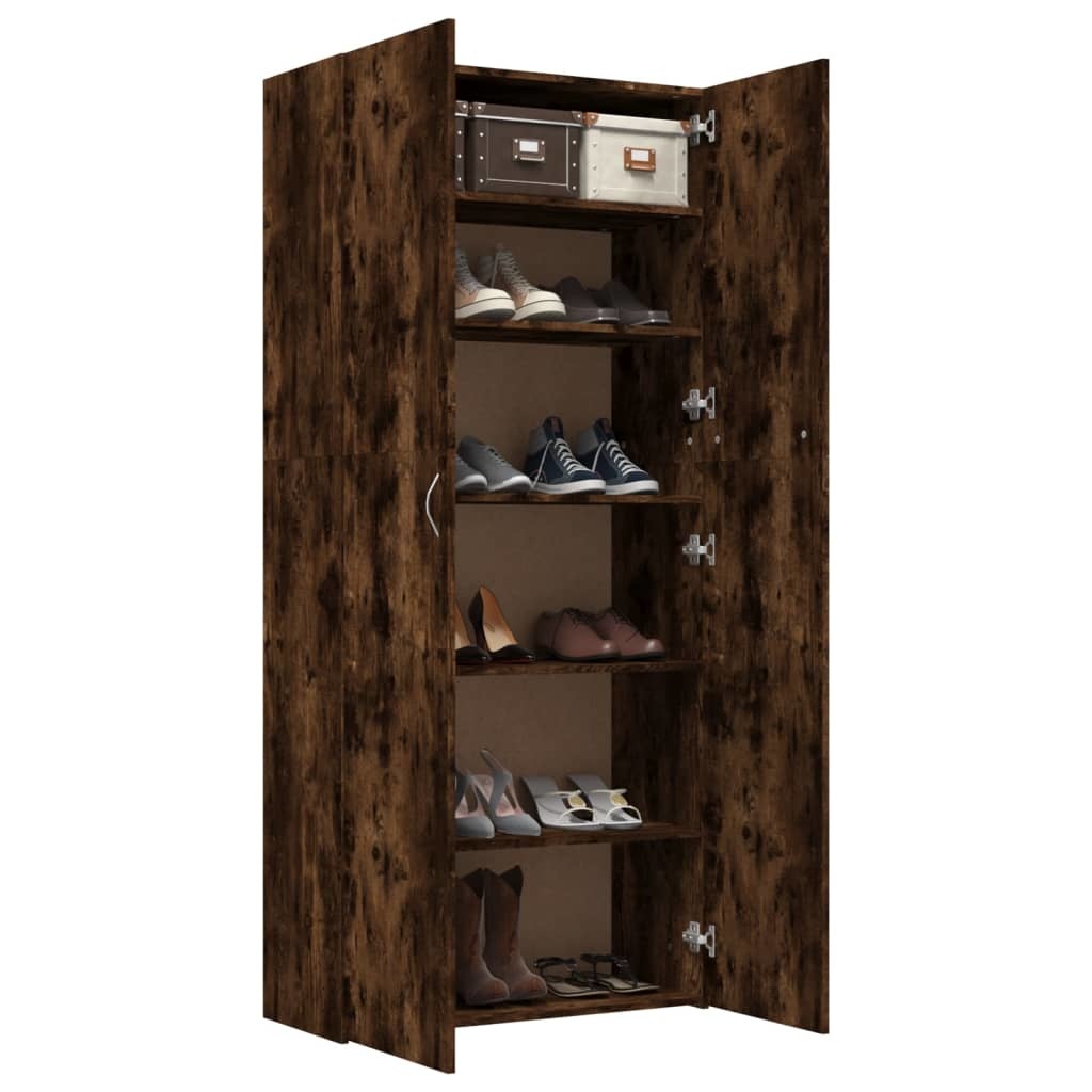 VidaXL Schoenenkast 80x35,5x180 cm bewerkt hout gerookt eikenkleurig