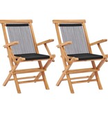 VidaXL Tuinstoelen inklapbaar 2 st massief teakhout en touw