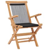 VidaXL Tuinstoelen inklapbaar 2 st massief teakhout en touw