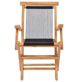 VidaXL Tuinstoelen inklapbaar 2 st massief teakhout en touw