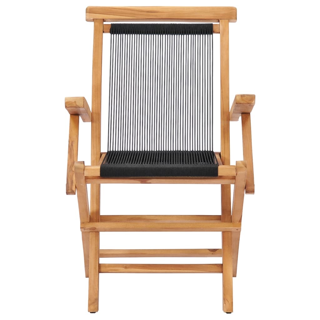 VidaXL Tuinstoelen inklapbaar 2 st massief teakhout en touw
