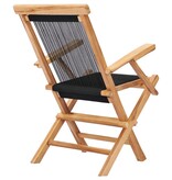 VidaXL Tuinstoelen inklapbaar 2 st massief teakhout en touw