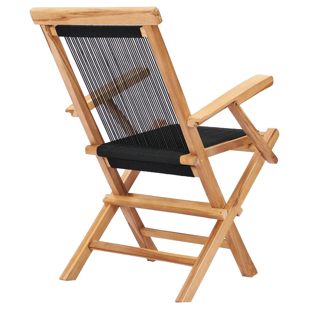 VidaXL Tuinstoelen inklapbaar 2 st massief teakhout en touw
