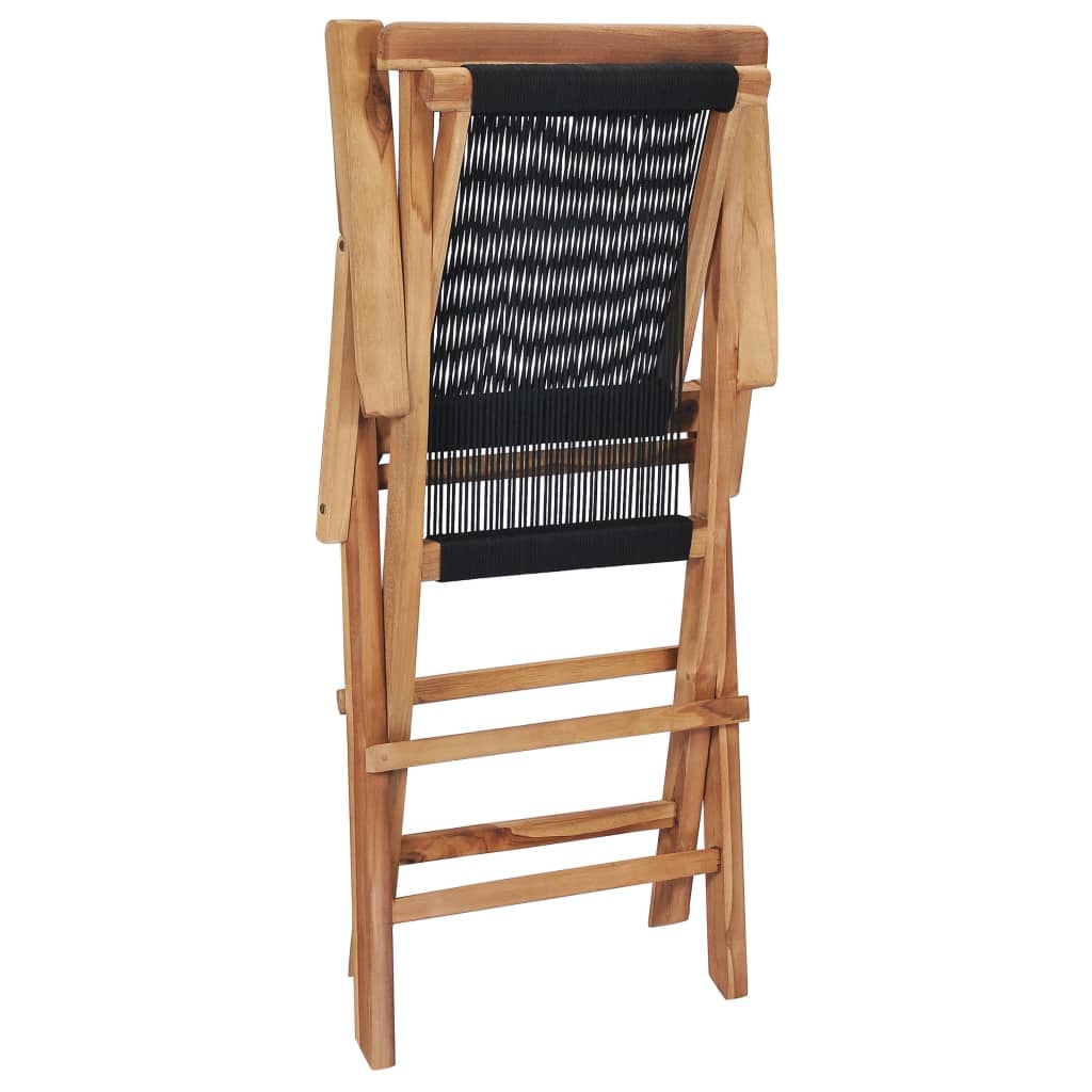 VidaXL Tuinstoelen inklapbaar 2 st massief teakhout en touw