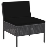 vidaXL 5-delige Loungeset met kussens poly rattan zwart