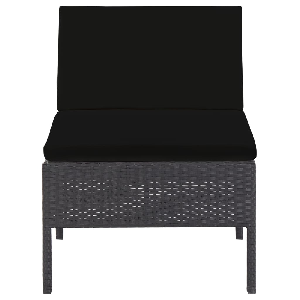 vidaXL 5-delige Loungeset met kussens poly rattan zwart