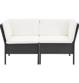 vidaXL 6-delige Loungeset met kussens poly rattan zwart