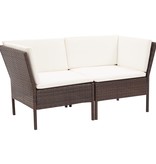 vidaXL 6-delige Loungeset met kussens poly rattan bruin