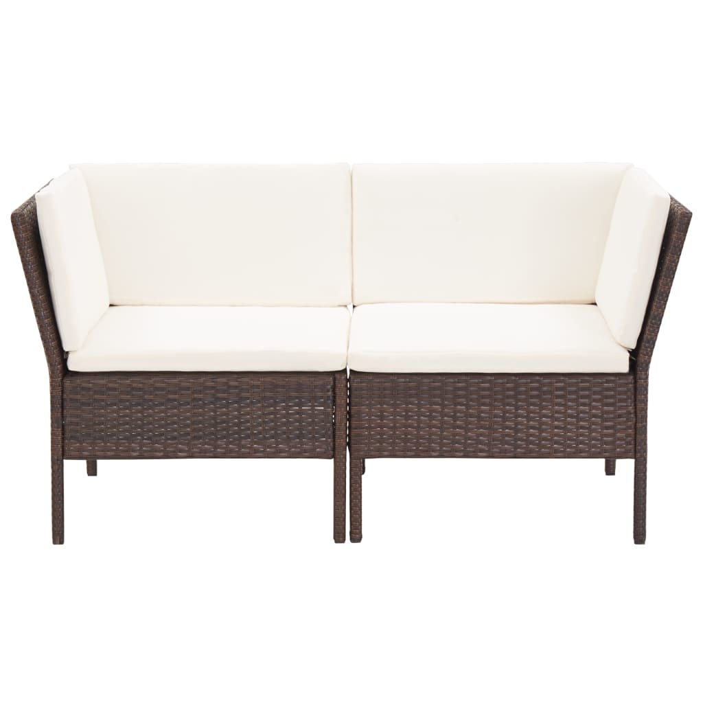 vidaXL 6-delige Loungeset met kussens poly rattan bruin