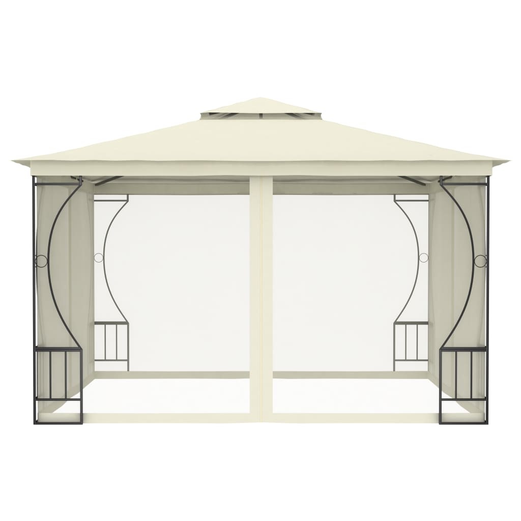 vidaXL Prieel met netten 300x300x265 cm crèmekleurig