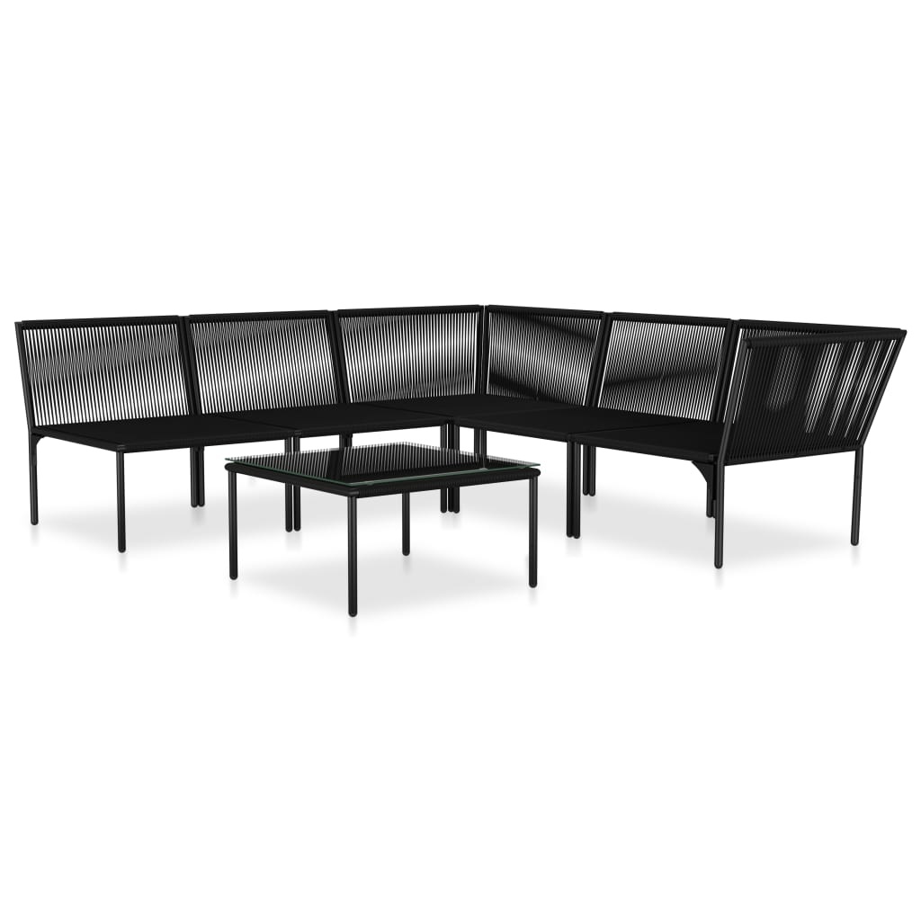 vidaXL 6-delige Loungeset met kussens PVC zwart