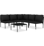 vidaXL 6-delige Loungeset met kussens PVC zwart