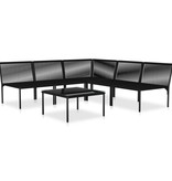 vidaXL 6-delige Loungeset met kussens PVC zwart