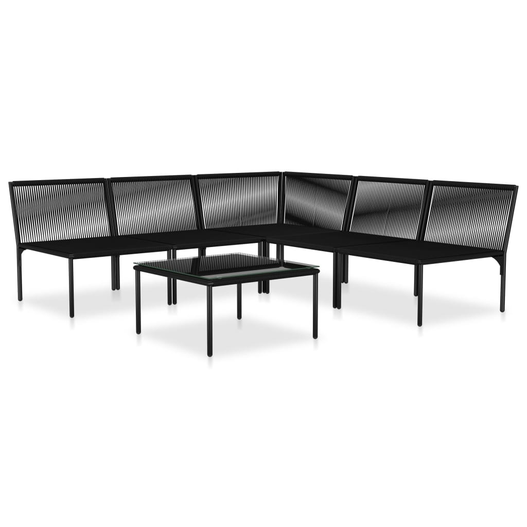 vidaXL 6-delige Loungeset met kussens PVC zwart