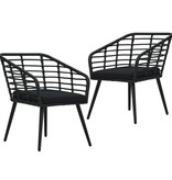 VidaXL Tuinstoelen 2 st met kussens poly rattan zwart