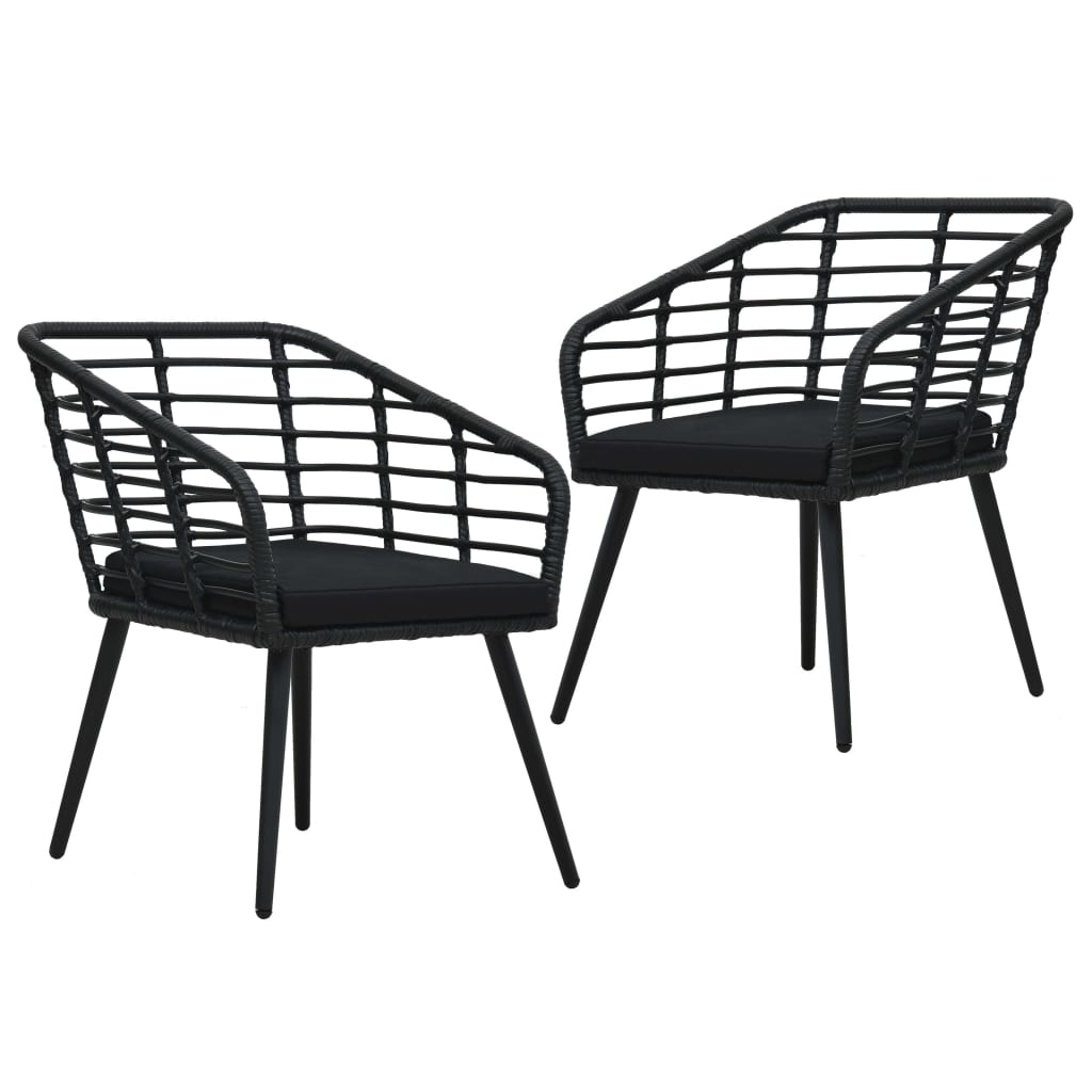 VidaXL Tuinstoelen 2 st met kussens poly rattan zwart