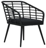 VidaXL Tuinstoelen 2 st met kussens poly rattan zwart