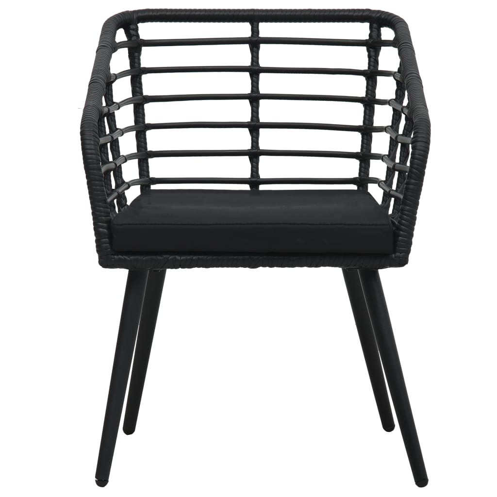 VidaXL Tuinstoelen 2 st met kussens poly rattan zwart