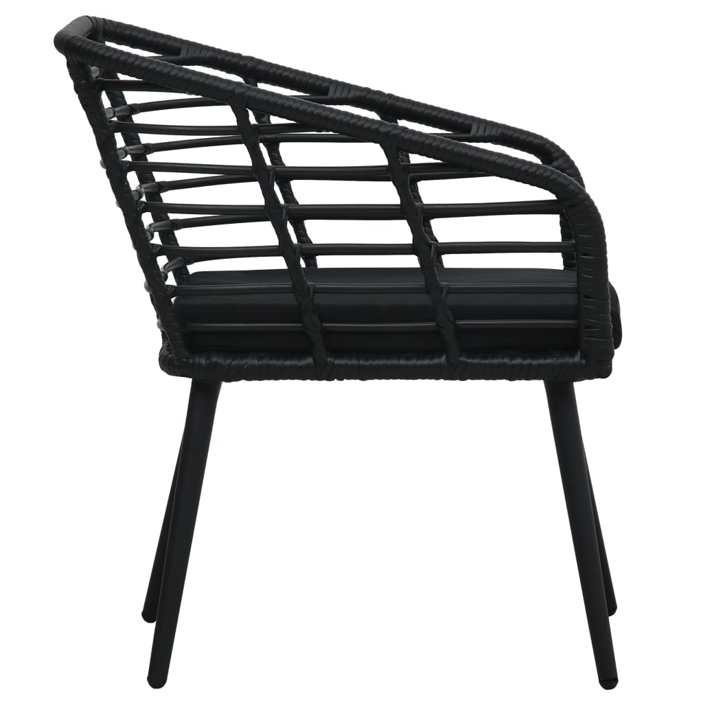VidaXL Tuinstoelen 2 st met kussens poly rattan zwart