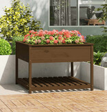 VidaXL Plantenbak met schap 111,5x111,5x81 cm grenenhout honingbruin