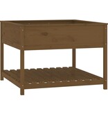 VidaXL Plantenbak met schap 111,5x111,5x81 cm grenenhout honingbruin