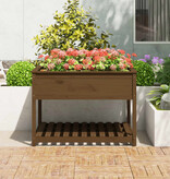 VidaXL Plantenbak met schap 111,5x111,5x81 cm grenenhout honingbruin