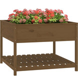 VidaXL Plantenbak met schap 111,5x111,5x81 cm grenenhout honingbruin