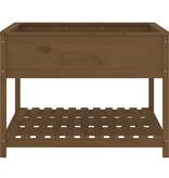 VidaXL Plantenbak met schap 111,5x111,5x81 cm grenenhout honingbruin