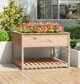 VidaXL Plantenbak met schap 111,5x111,5x81 cm massief grenenhout