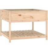 VidaXL Plantenbak met schap 111,5x111,5x81 cm massief grenenhout