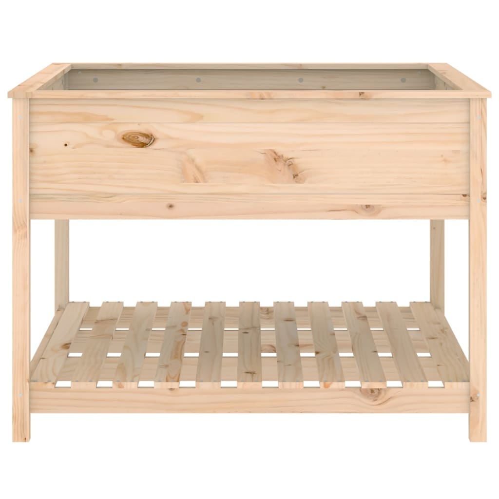 VidaXL Plantenbak met schap 111,5x111,5x81 cm massief grenenhout