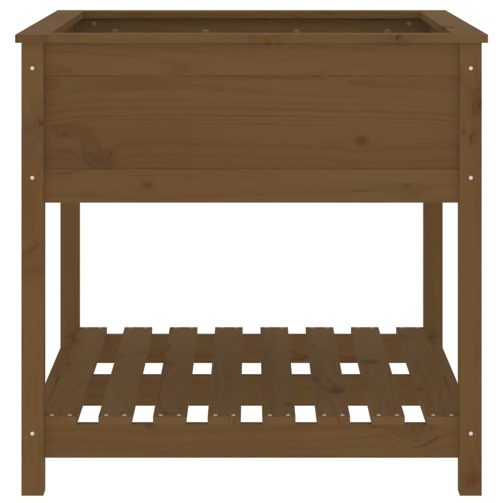 VidaXL Plantenbak met schap 82,5x82,5x81 cm grenenhout honingbruin