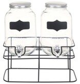 vidaXL Drankdispensers 2 st met standaard 2 x 4 L glas