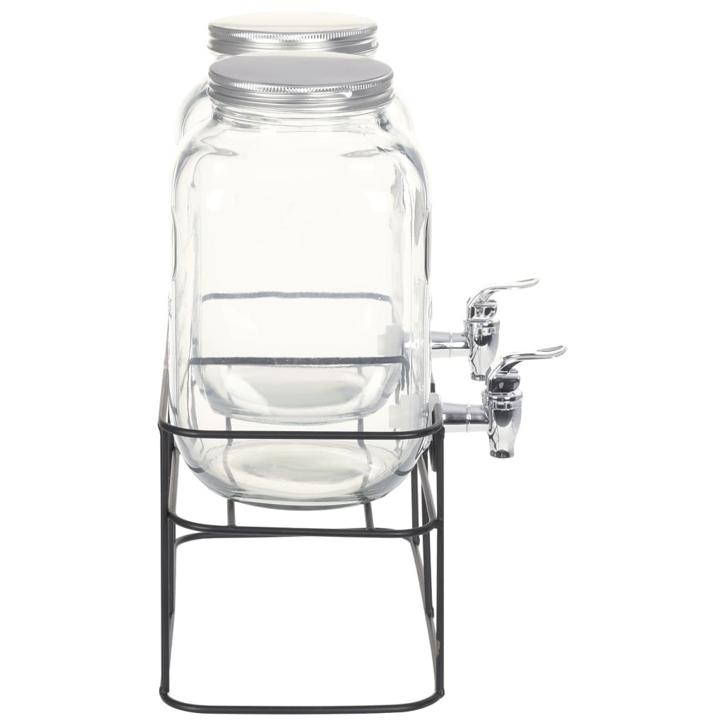 vidaXL Drankdispensers 2 st met standaard 2 x 4 L glas