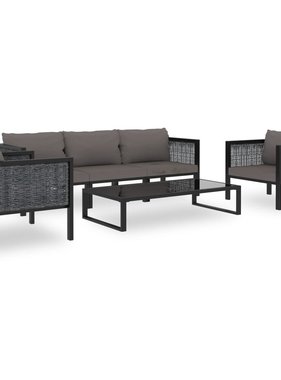 VidaXL 6-delige Loungeset met kussens poly rattan antraciet